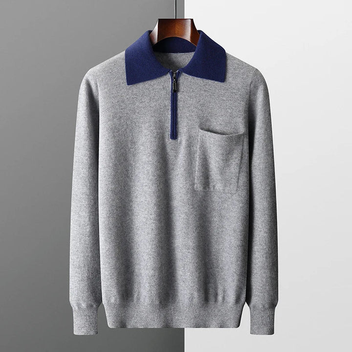 Porlezza Polo Zip – luksusowe polo z kaszmiru z półzamkiem