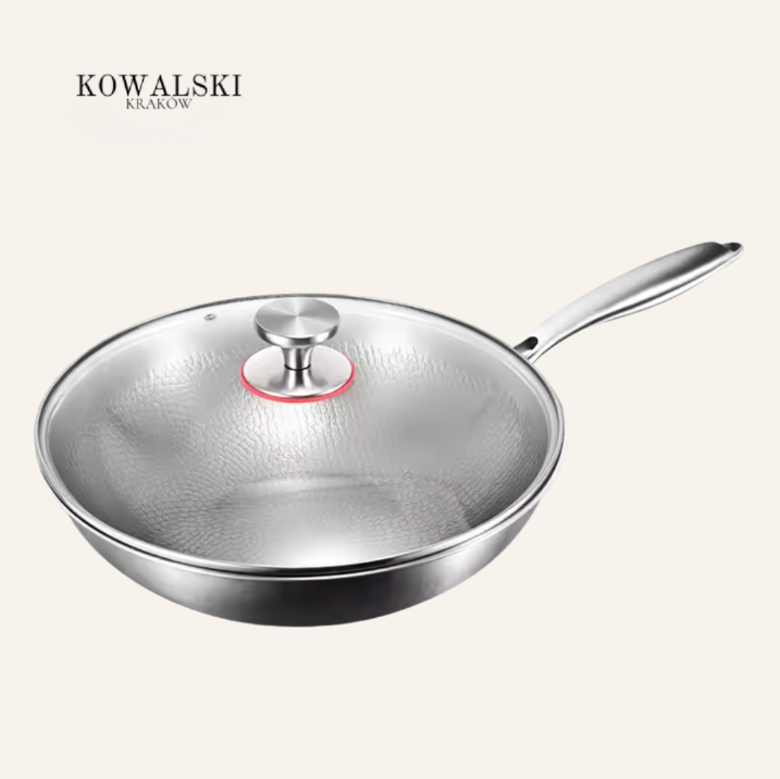 Patelnia Wok z Dnem Płaskim z Tytanu