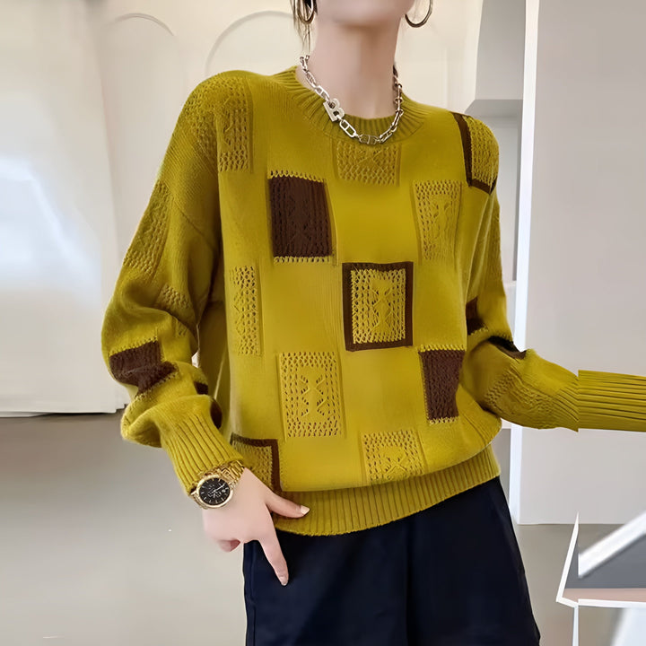 Samantha | Sweter Monochromatyczny Patchwork