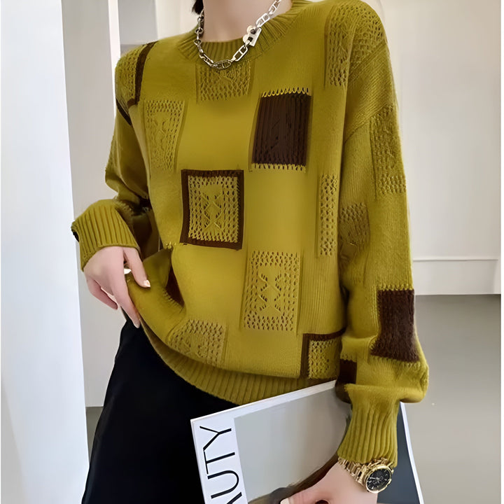 Samantha | Sweter Monochromatyczny Patchwork