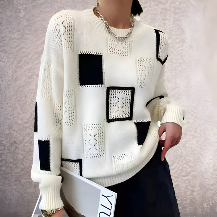 Samantha | Sweter Monochromatyczny Patchwork