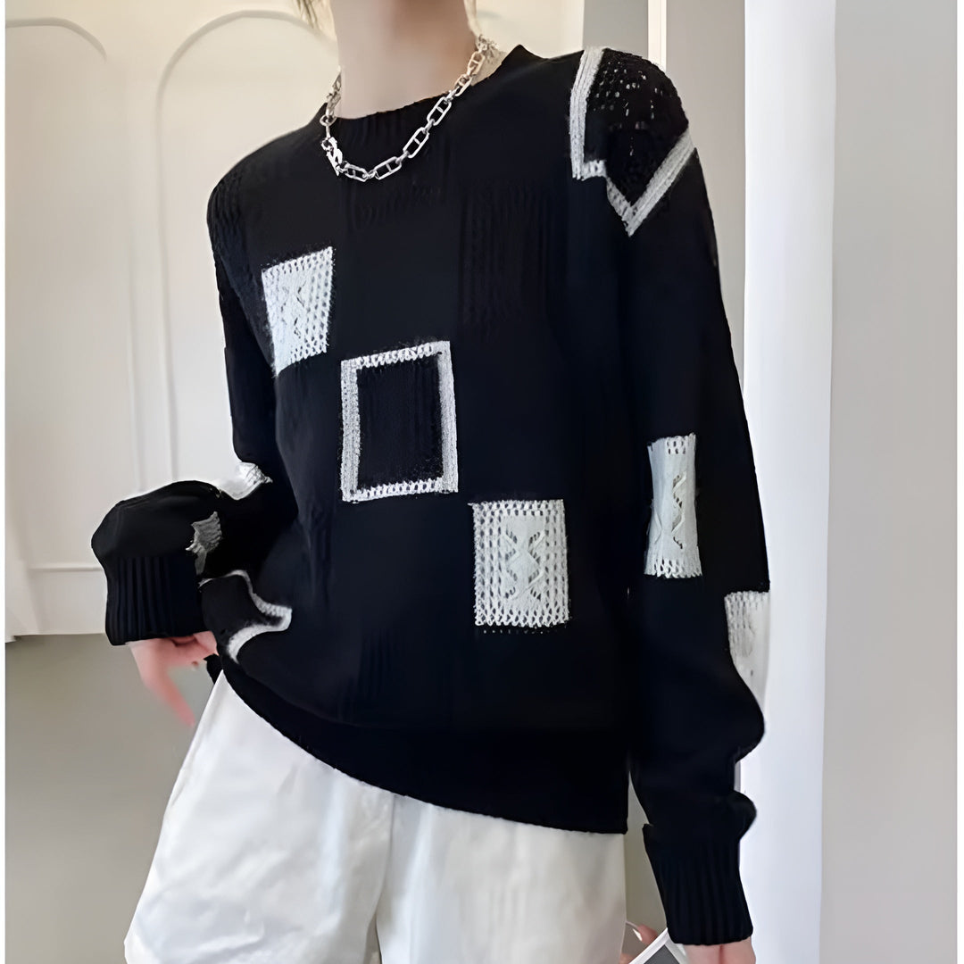 Samantha | Sweter Monochromatyczny Patchwork