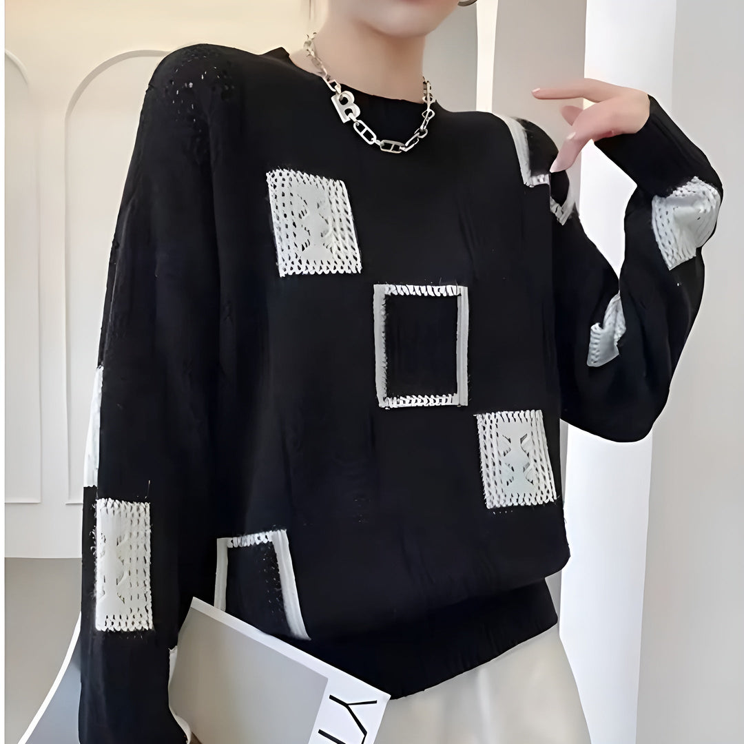 Samantha | Sweter Monochromatyczny Patchwork