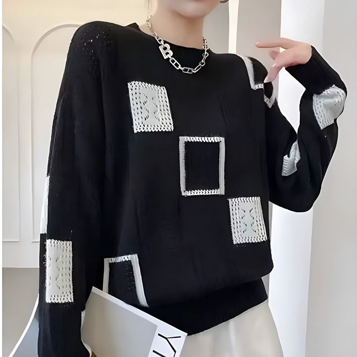 Samantha | Sweter Monochromatyczny Patchwork