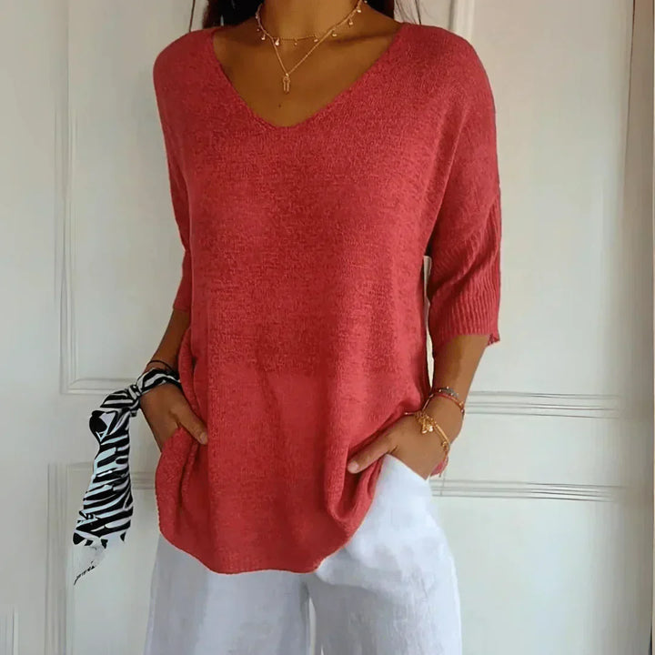 Maddie | Luźny sweter z dekoltem w serek