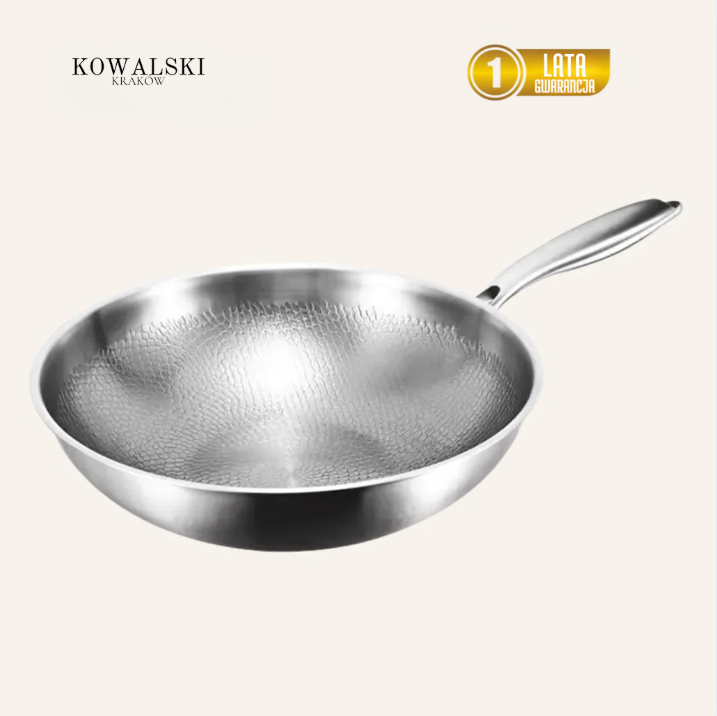 Patelnia Wok z Dnem Płaskim z Tytanu